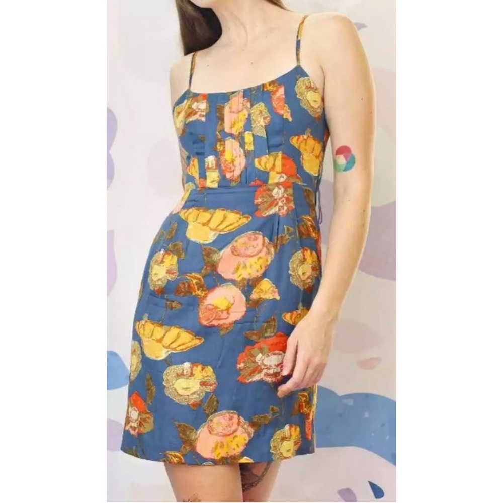 Maeve Silk Blue Floral Midi Dress